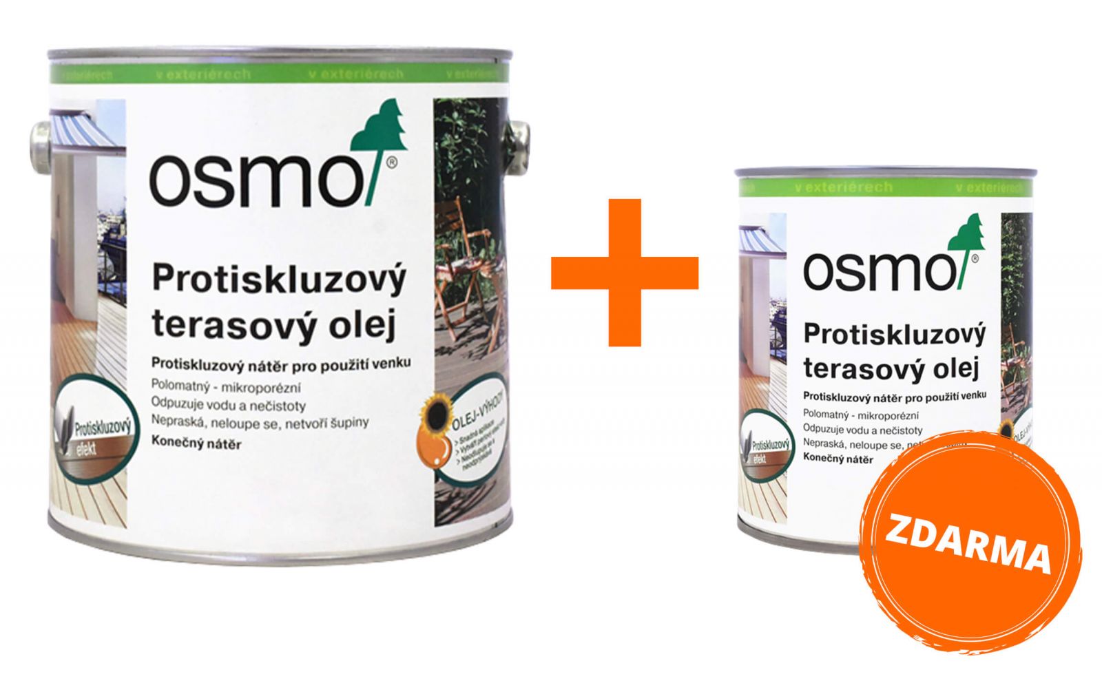 OSMO sada - protiskluzový terasový olej 2.5 l Bezbarvý 430 + 0.75 l ZDARMA